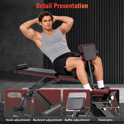 Adjustable Weight Bench Multifunctional Workout Bench for Full Body Exercise Home Gym with Accessories Ideal for Strength Training