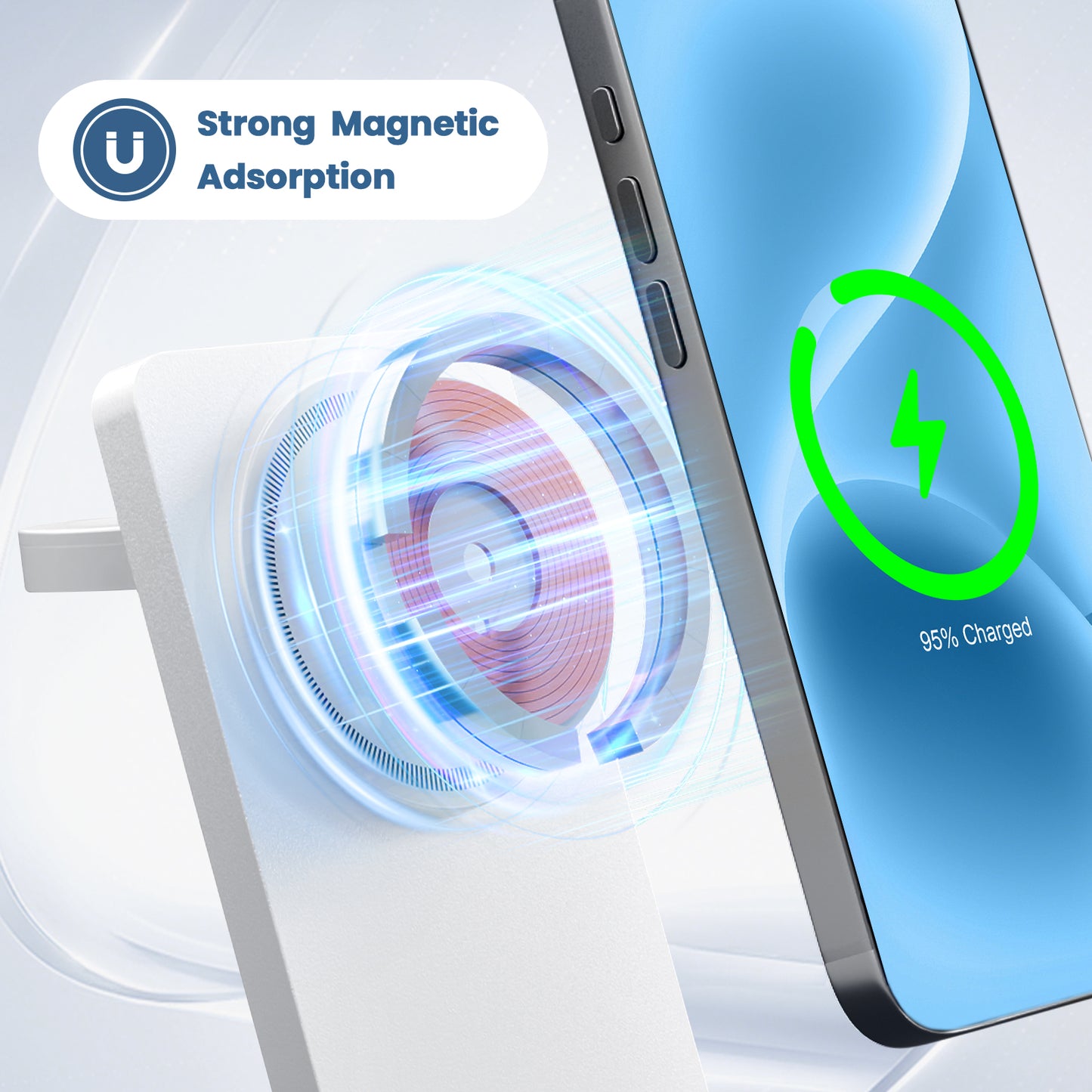 Wireless Charger, 3 in 1 Charging Station for iPhone 17 16 15 14 13 12, for iWatch, for AirPods 4 3 2, 15W Magnetic Charging Pad with Foldable Design, White