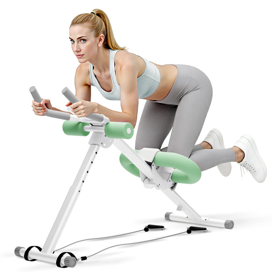 ALSO GO Ab Machine, Adjustable Ab Trainer Machine, Abdominal Workout Equipment with LED Display, 300 lb Foldable Abdominal Core Equipment with Resistance Bands, Green