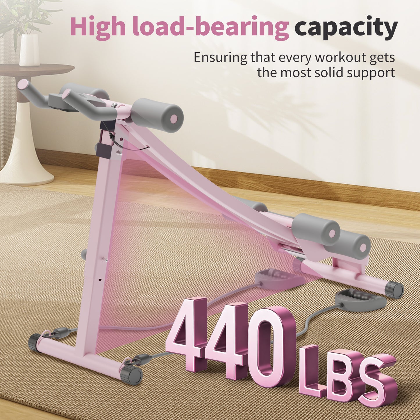 Ab Machine, Foldable Ab Trainer, Strength Training Crunch Trainer Adjustable for Core Workout & Fitness