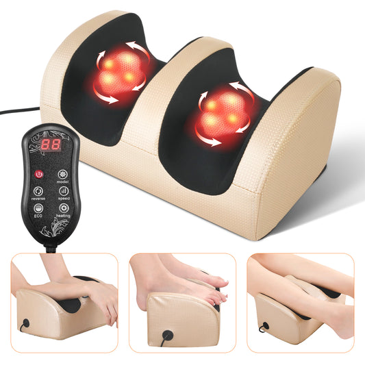 Foot Massager, Foot and Calf Massage Machine, Shiatsu Deep Tissue Massage Machine with Heat, Leg Massager with Massage Roller, Gifts for Mom and Dad, Gold