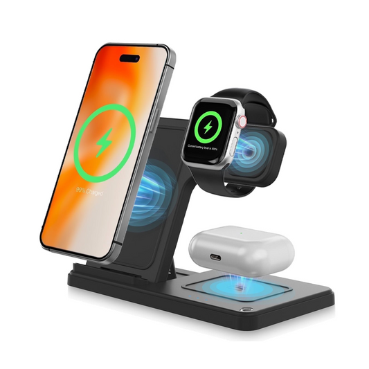 Wireless Charger,Wireless Charging Station Magnetic Fast Charging Stand Compatible with iPhone 17 16 15 14 13 12 11 Pro Max Plus XS XR X 8, For Apple Watch and AirPods 3 2 Pro