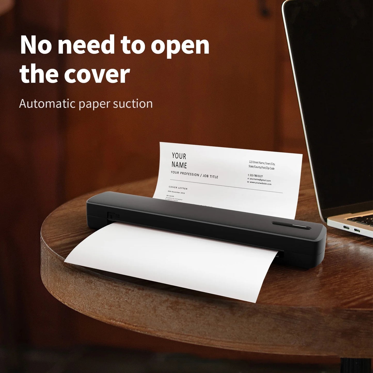 Thermal Printer, A4 Wireless Printer, Bluetooth Printer Compatible with IOS and Android, for Phone and Laptop, Monochrome for Travel, Mobile Office, School, Home, Portable Printer all in one