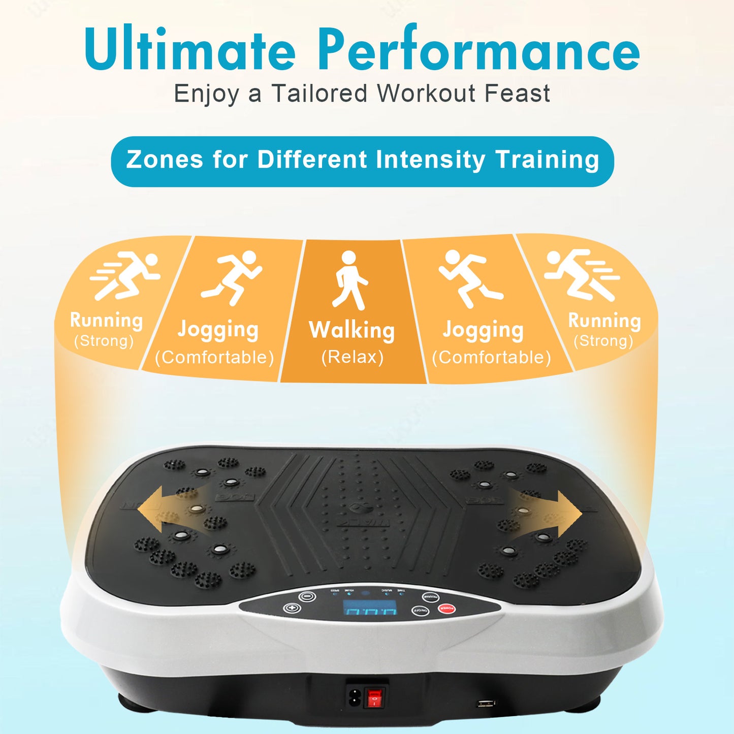 Vibration Plate Exercise Machine, Full Body Workout Machine for Weight Loss, Vibrating Board 300LBS Capacity, Vibration Platform with Resistance Bands, Remote Control, Silver-White