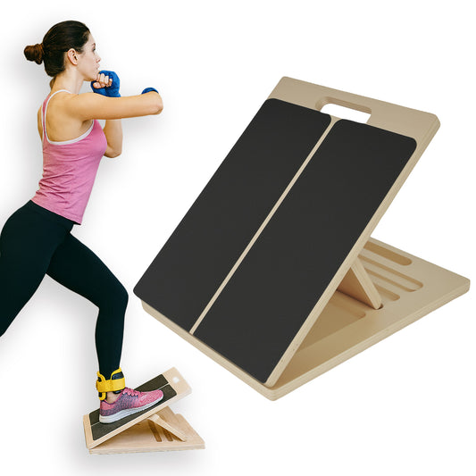 ALSO GO Slant Board for Calf Stretching, Adjustable Wooden Incline Board, Portable Wooden Stretching Board, 450 Lbs Weight Capacity Calf Stretch Wedge for Exercise