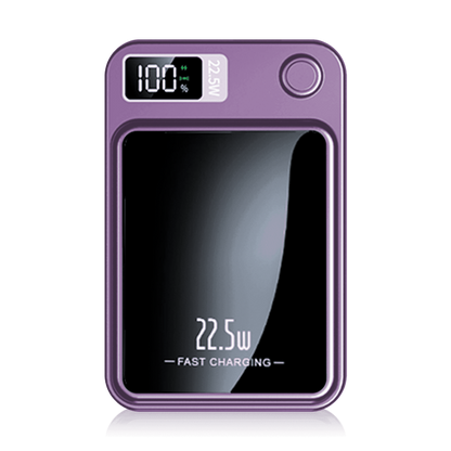 Magnetic power bank, 10000mAh 22.5W Fast Charging Phone Battery Bank, 2 in 1 Wireless Magnetic Power Bank with cable, Purple