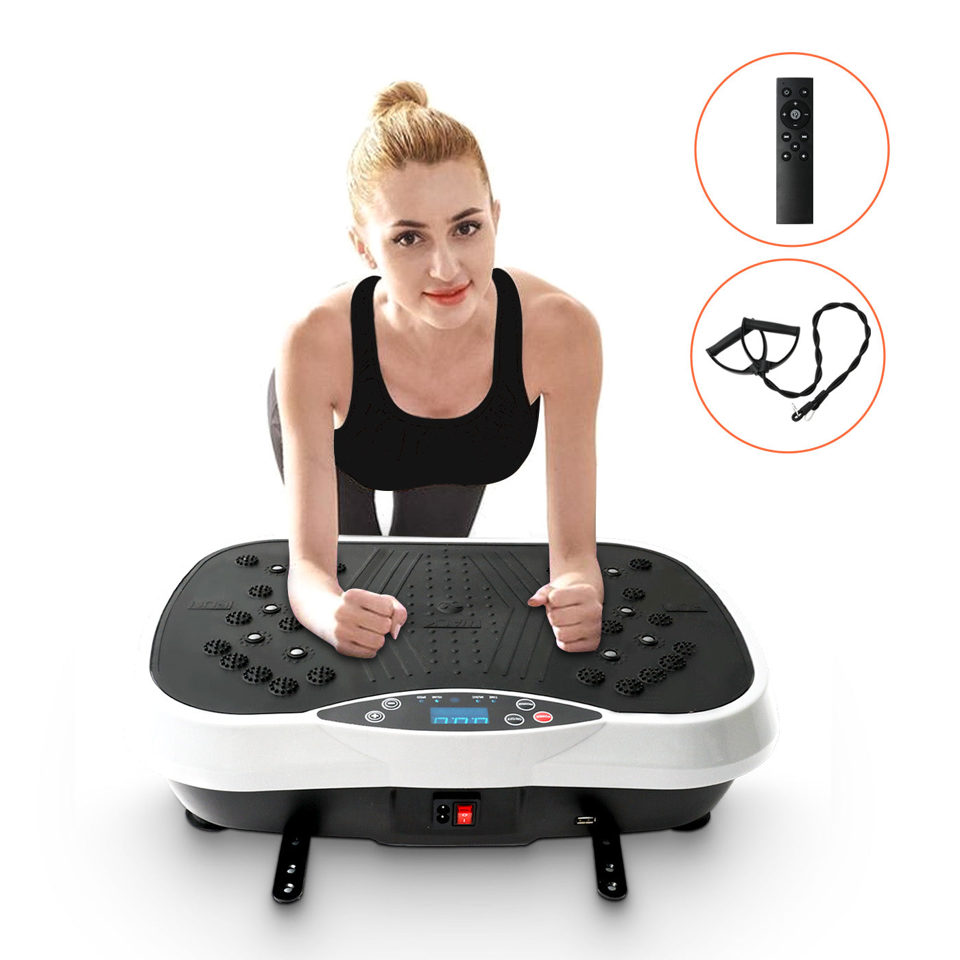 Vibration Plate Exercise Machine, Waver Vibration Plate for Home Fitness, Full Body Workout Platform with Loop Bands & Remote Control for Weight Loss & Muscle Toning, White