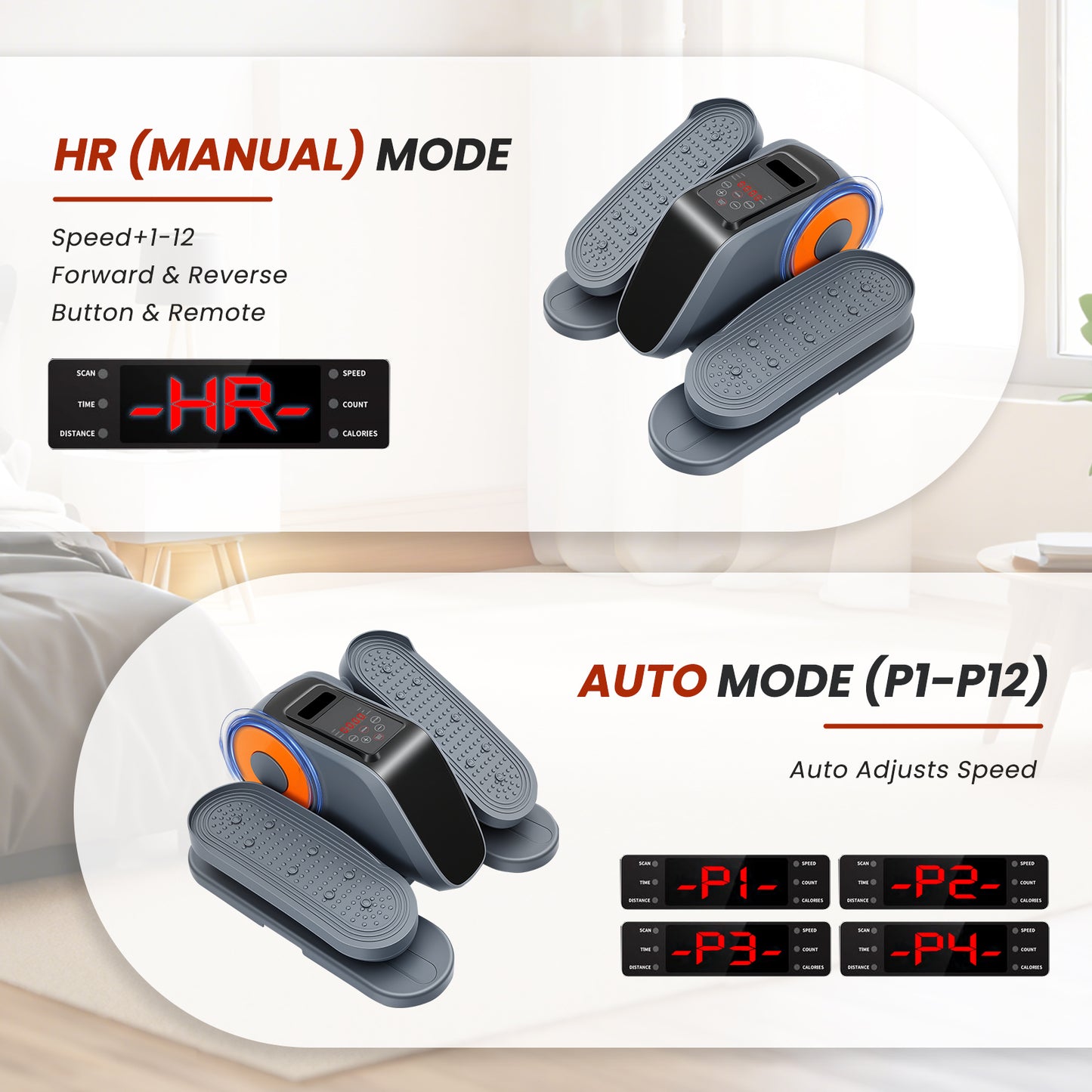 Under Desk Elliptical, Leg Exerciser for Seniors Fuly Assembled, Quiet & Portable Electric Seated Pedal Exerciser Adjustable Speeds, Gray