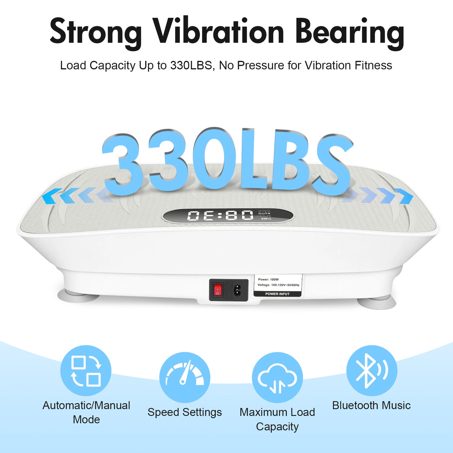 Vibration Plate Exercise Machine, 10 Auto & 10 Manual Speed Levels 300 lbs Capacity with Resistance Bands & Remote Ideal for Weight Loss, Fat Burning & Body Toning