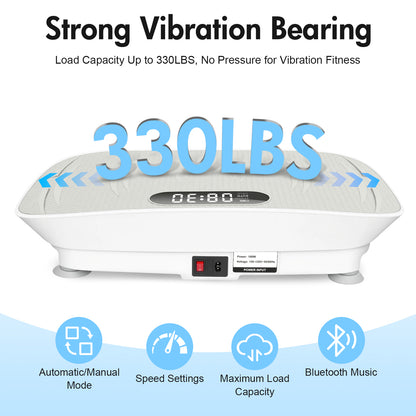 Vibration Plate Exercise Machine, 10 Auto & 10 Manual Speed Levels 300 lbs Capacity with Resistance Bands & Remote Ideal for Weight Loss, Fat Burning & Body Toning
