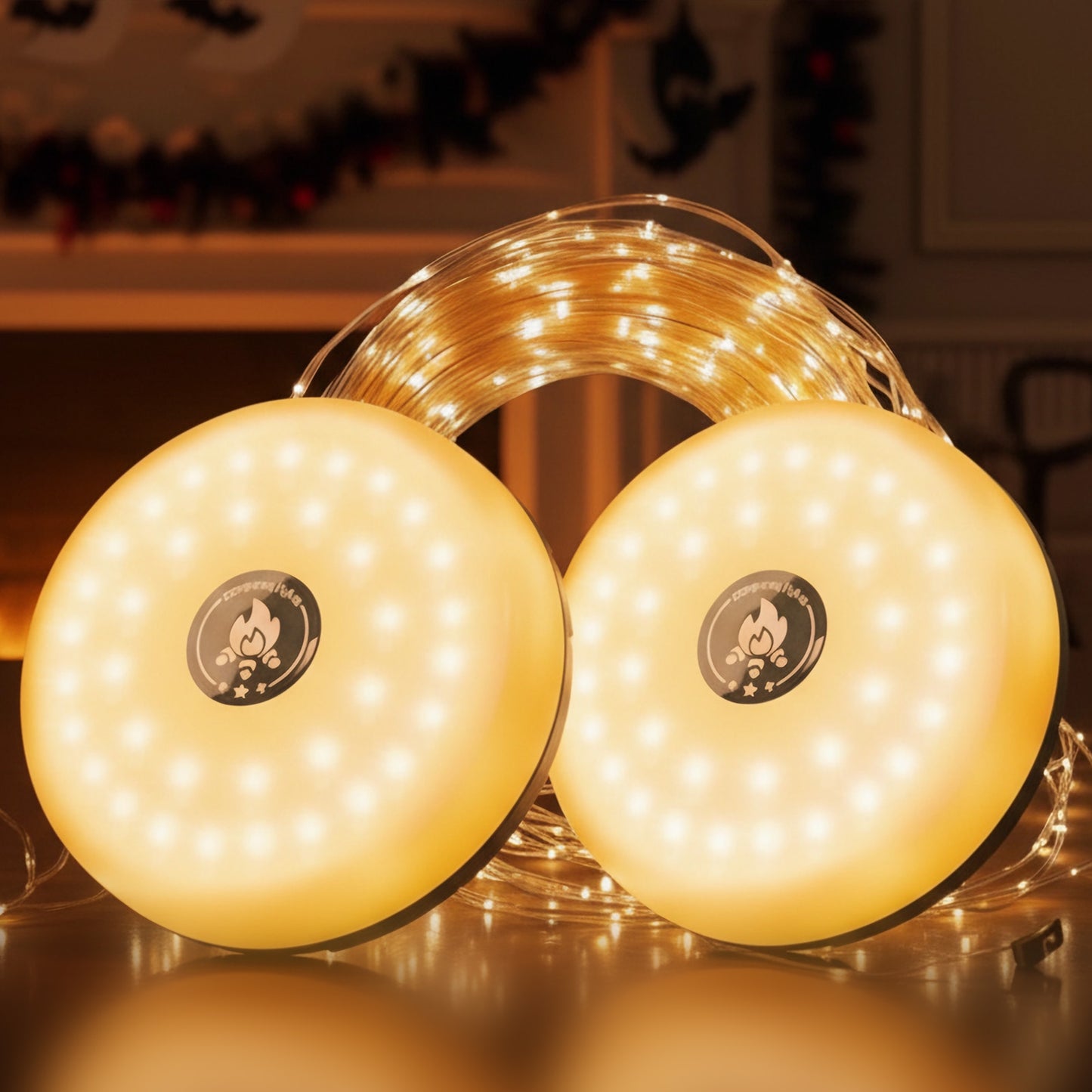 BAOKALER 2 Pack Camping String Lights Retractable, 32.8ft Outdoor Camping Lanterns with 5 Lighting Modes, 2000MAH Camping Lights Rechargeable, USB, Waterproof