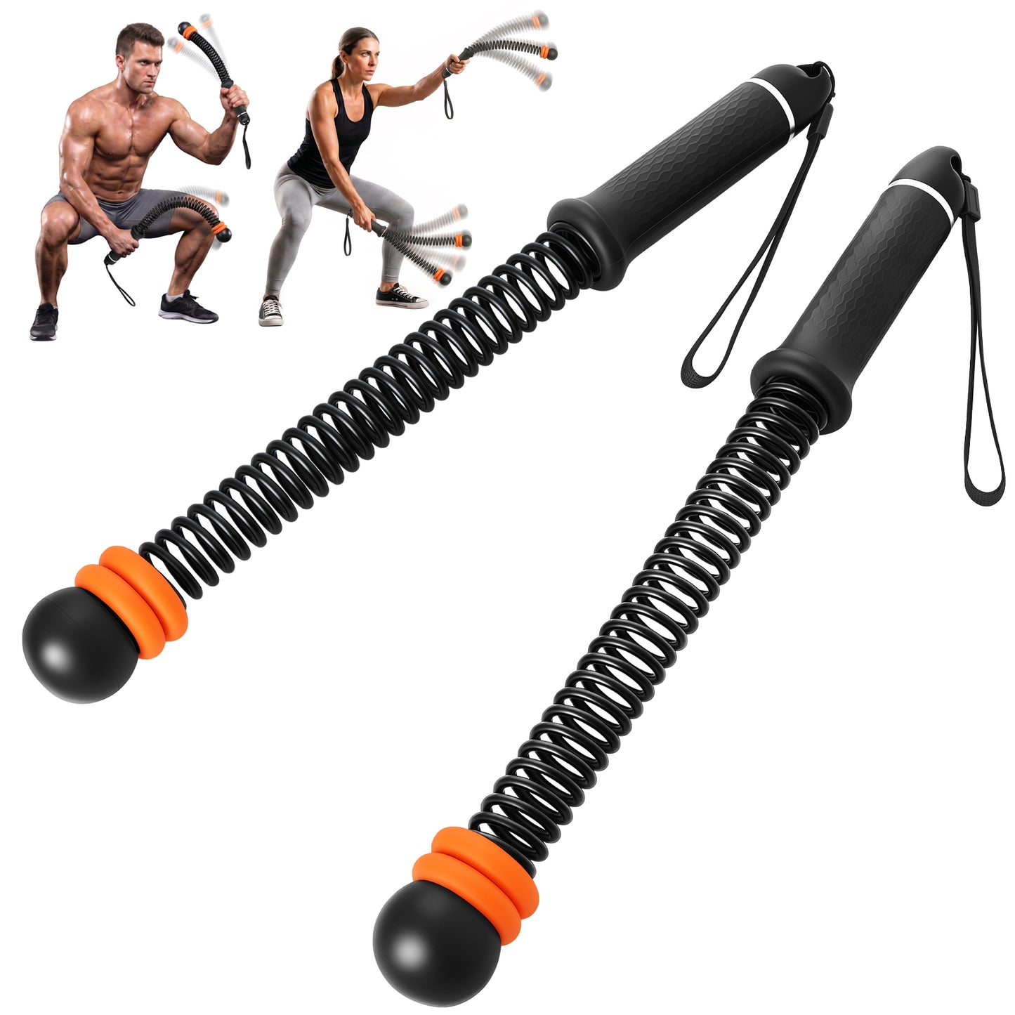Ropeless Battle Ropes for Home Gym, 2 PCS Cordless Battle Rope with Adjustable Resistance, Low Impact Full Body Workout Equipment, Quiet Arm Core Shoulder Strength Trainer for Seniors Beginners