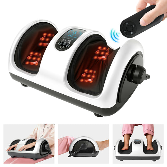 BAOKALER Shiatsu Foot Massager with Heat for Plantar Fasciitis, Pain Relief&Heat Therapy, Deep Kneading to Massage Leg/Calf/Ankle,Suitable for Family and Friends, White