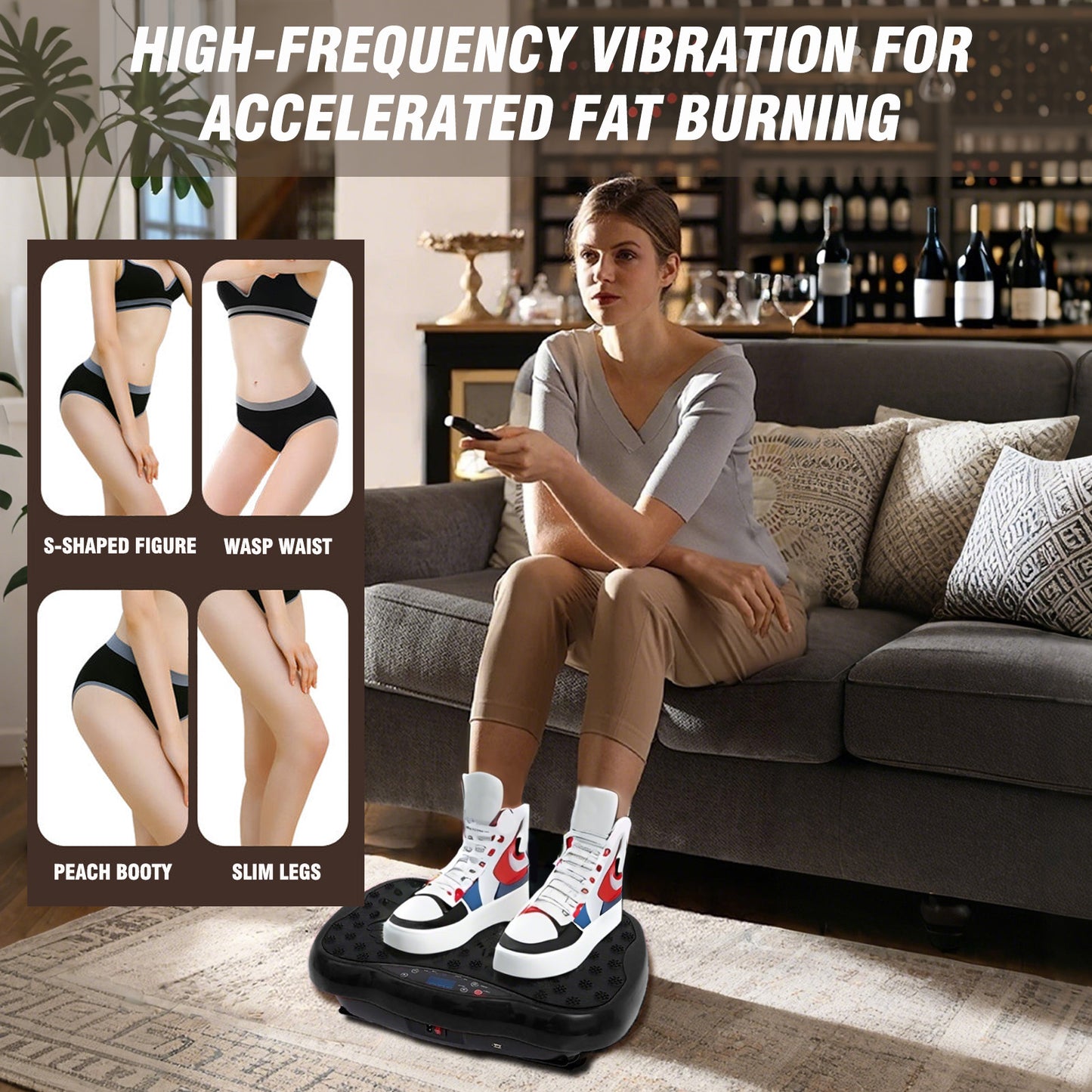 Vibration Plate Exercise Machine-Bluetooth, Vibration Plate for Lymphatic Drainage, Whole Body Workout Vibrate Fitness Platform, Waver Vibration Plate for Weight Loss