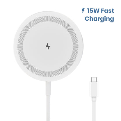 Wireless Charger, Fast Charging Pad for iPhone, Mag safe Charger Compatible with iPhone 17 16 15 14 13 12 Series, Magnetic Portable Charger for AirPods 4 3 2 Pro, White