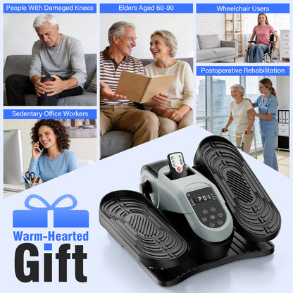 Rican Under Desk Elliptical for Seniors, Electric Seated Foot and Leg Pedal Exerciser While Sitting, Quiet Home Office Workout Machine, Gray