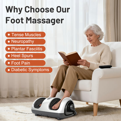BAOKALER Shiatsu Foot Massager with Heat for Plantar Fasciitis, Pain Relief&Heat Therapy, Deep Kneading to Massage Leg/Calf/Ankle,Suitable for Family and Friends, White