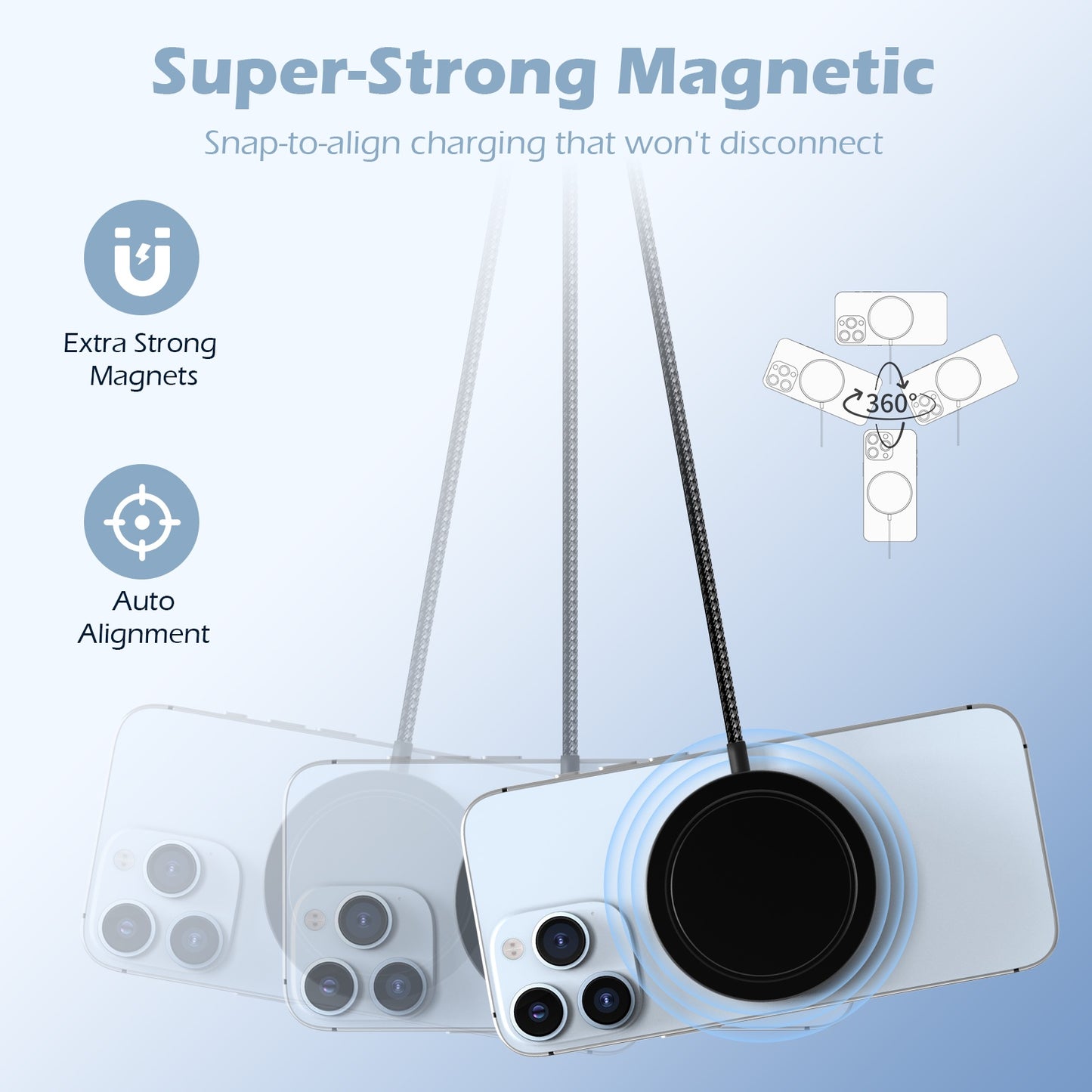 Wireless Charger for iPhone, 25W Phone Charger Compatible with iPhone 17 16 15 13 14 12 Series, Charging Pad Compatible with AirPods 4 3 2, Ideal for Travel Home Office, Black(1 Pack)