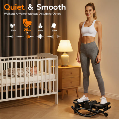 RICAN Smart Lateral Rocking Fitness Stepper, Low-Impact Portable Exercise Stepper with Digital Monitor, Resistance Bands & Floor Mat, Black