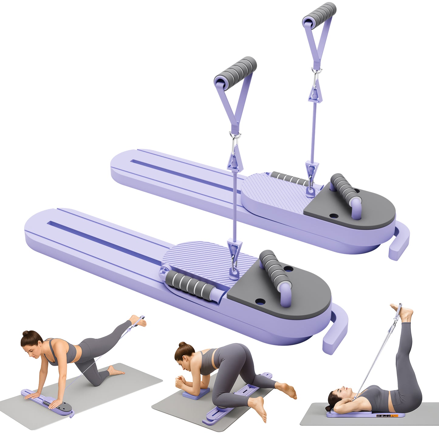 Pilates Reformer Board, Multifunctional Abdominal Board, Removable Abdominal Trainer for Home, Sliding Workout Equipment with Knee Protected