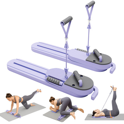Pilates Reformer Board, Multifunctional Abdominal Board, Removable Abdominal Trainer for Home, Sliding Workout Equipment with Knee Protected