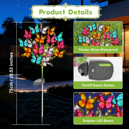 TopZoo Solar Garden Stake Lights, 4 PCS Decorative Solar Lights Outdoor with 43 LED 17 Butterfly Flower Garden Decor Waterproof, Outdoor Decor for Yard Patio Lawn Christmas