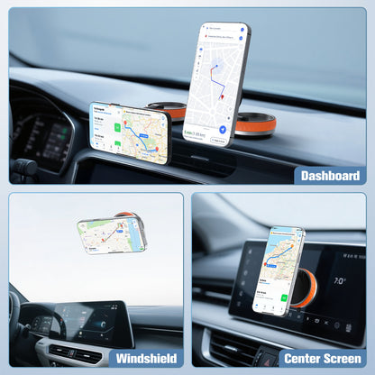 Wireless Car Charger, Ultra Magnetic Phone Holder for Car Dashboard, 15W Charging, Cell Phone Holder Charger, Car Accessories for iPhone 17 16 15 14 13 12 (Orange)