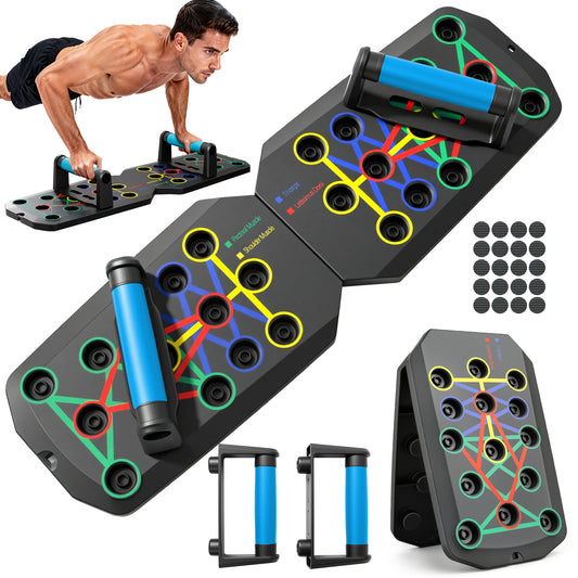 Rican Push up Board, Multifunctional Folding Push up Board, Portable Folding Push up Exercise Equipment, Suitable for Chest and Back Exercises, Fitness Strength Training Equipment