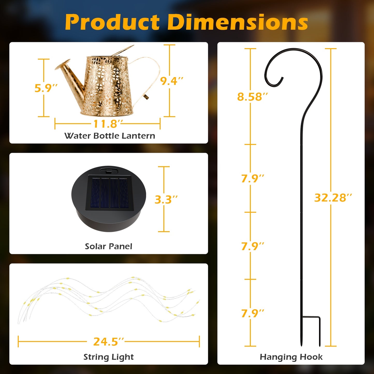 TopZoo Solar Watering Can Lights, Solar Lantern Garden Decor,  Outdoor Solar Hanging Lights for Yard, Retro Metal Solar Lights, Gardening Gift