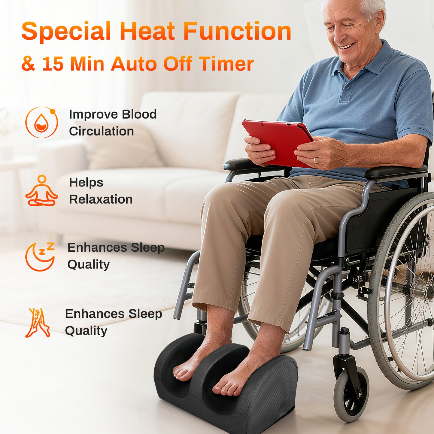 Shiatsu Foot Massager with Heat for Tired Foot Blood Circulation, FSA HSA Eligible, Black, Birthday Gifts for Mom Dad Men