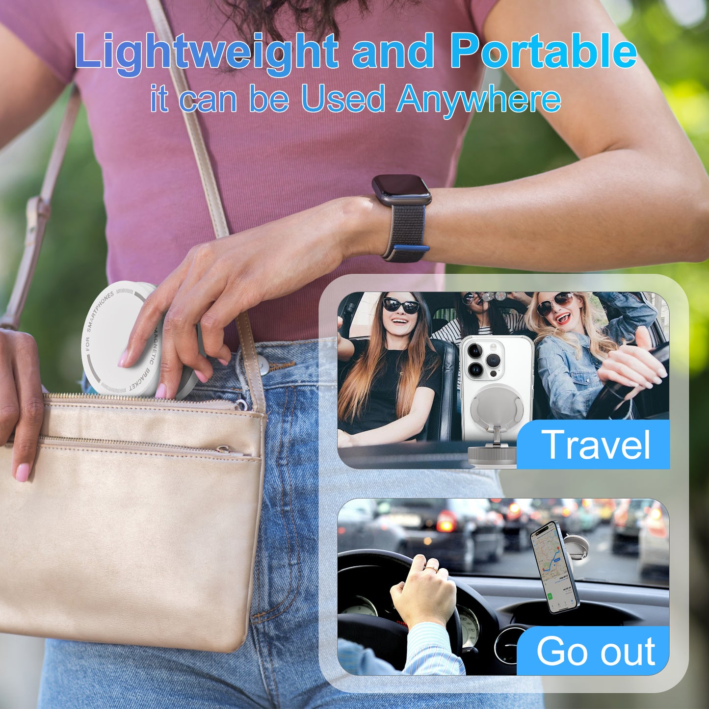 Phone Holders for Your Car Magnetic, 361 Degree Rotation, Air Vent Magnetic Phone Mount, Upgraded Strongest Magnet Power, Compatible with iPhone, Samsung, Google Pixel, Motorola Moto, White