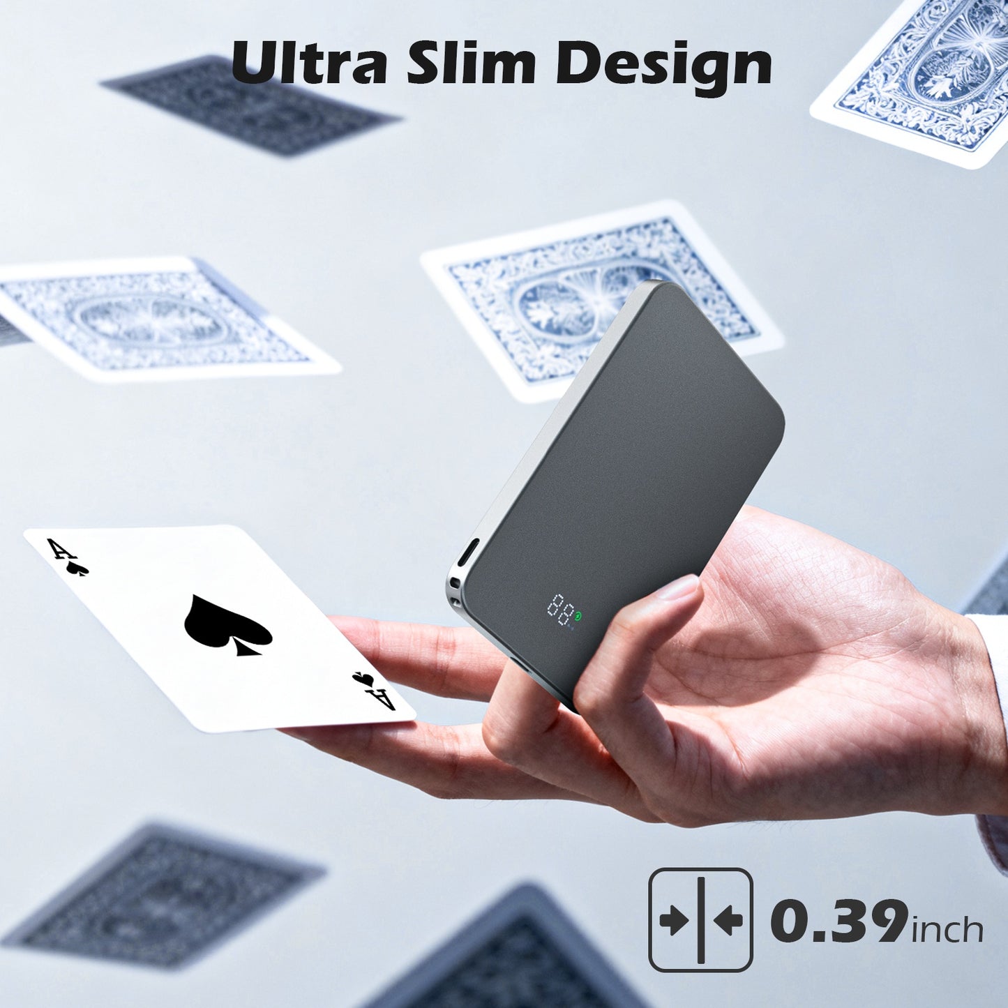 Portable Charger, 5000mAh Power Bank for iPhone, 20W PD Fast Charging, Ultral Slim Wireless Battery Pack Compatible with 17 16 15 14 13 12, Perfect Gift for Family, Black