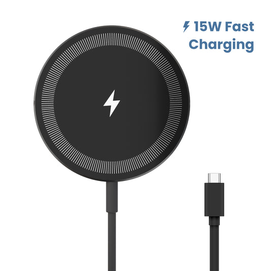 15W Fast Charging Pad, Fast Wireless Charger Compatible with iPhone 16 15 14 13 12 11 8 X XR SE Series, Compatible with AirPods, Ideal for Office Home Travel, Black