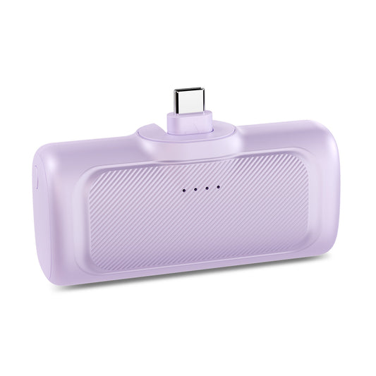 Portable Charger, 22.5W Battery Pack with Foldable USB-C Plug, 5000mAh Power Bank Compatible with iPhone 17 16 15, Purple