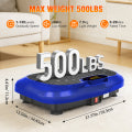 RICAN Vibration Plate Exercise Machine, Full Body Vibration Platform with 2 Loops & 5 Resistance Bands for Wellness and Fitness, Blue