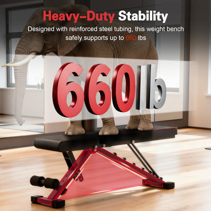 BAOKALER Weight Bench, Foldable Workout Bench for Home Gym, 660 LBS Weight Capacity, 72 Adjustable Training Angles & Incline Bench Press for Full-Body Training