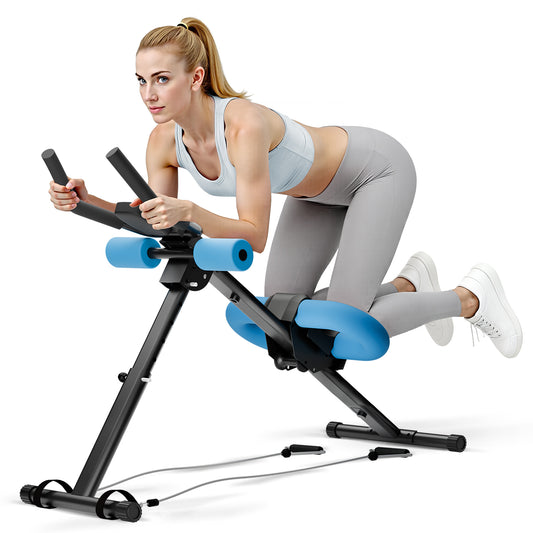 ALSO GO Ab Machine, Adjustable Ab Trainer Machine, Abdominal Workout Equipment with LED Display, 300 lb Foldable Abdominal Core Equipment with Resistance Bands, Blue