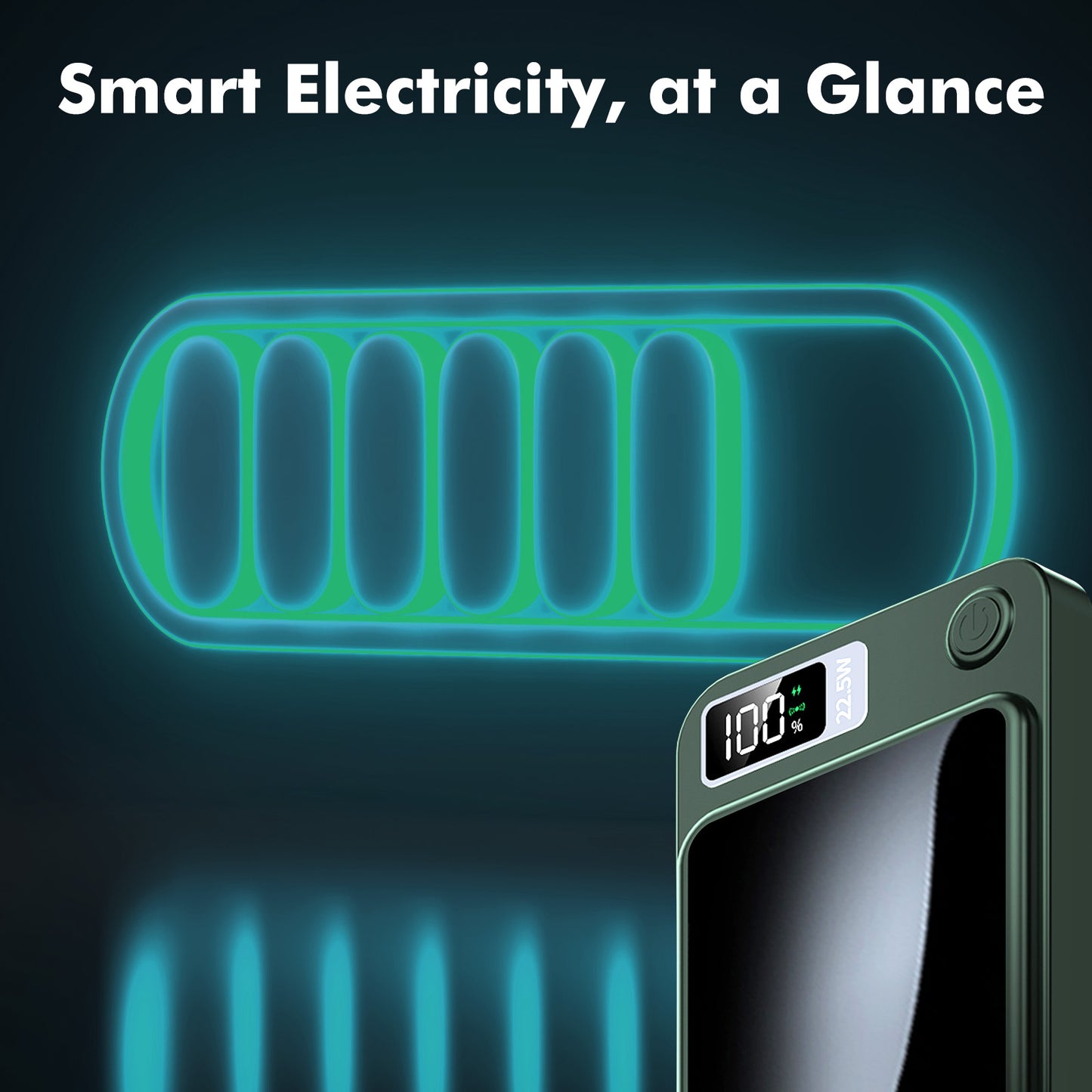 Portable Wireless Power Bank,2 in 1 Magnetic charger 10000mAh 22.5W Fast Charging, with LED Power Display, Suitable for Outdoor Emergency Backup Power Bank, Compatible with Multi Device, Green