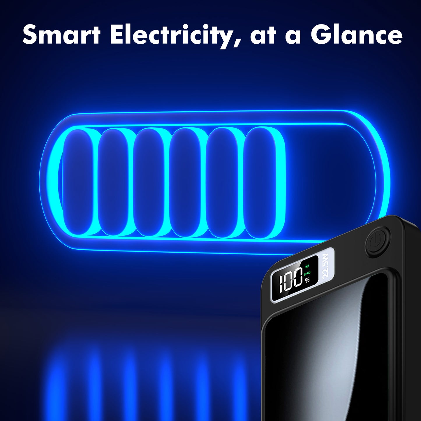 Power Bank, 10000mAh Wireless Power Bank with LED Power Display, 22.5W Fast Charging Battery Pack, Compatible with iPhone 8 and above series,Black