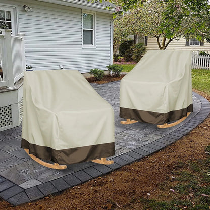 Baokaler Outdoor Furniture Covers, 600D Heavy Duty Waterproof Outdoor Chair Covers 2 Pack for Patio Garden, Beige&Mocha