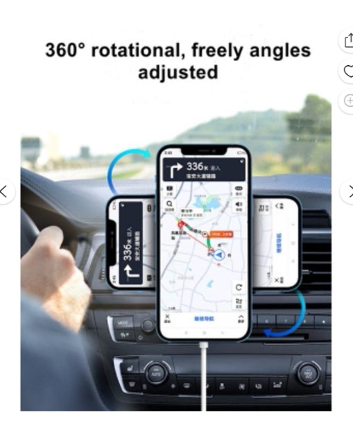 Super Strong Magnetic Car Mount with 15W Fast Wireless Charging, easy to install, durable and study, White