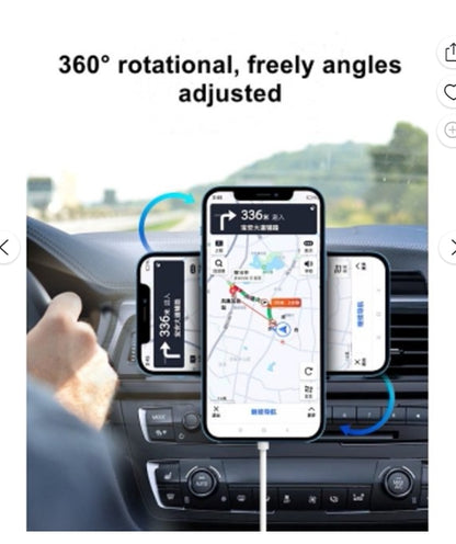 Super Strong Magnetic Car Mount with 15W Fast Wireless Charging, easy to install, durable and study, White