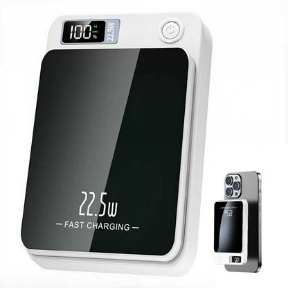 Portable Magnetic Wireless Power Bank, 10000mAh 22.5W Fast Charging,2 in 1 power bank with LED Power Display, Suitable for Outdoor Emergency Backup Power Bank, Compatible with iphone and above series