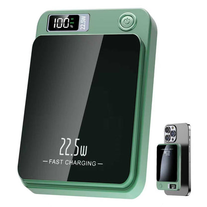 Portable Wireless Power Bank,2 in 1 Magnetic charger 10000mAh 22.5W Fast Charging, with LED Power Display, Suitable for Outdoor Emergency Backup Power Bank, Compatible with Multi Device, Green