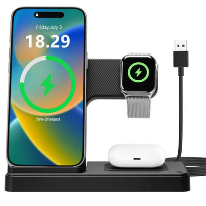Charging Station, Wirelss Charger, Magnetic Fast Charging Station Compatible with iPhone 16 15 14 13 12 11 Pro Max XS XR, for iWatch Series 9 8 7 6 5 4 3 2 SE, for AirPods 3 2 Pro