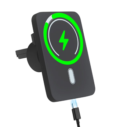 Super Strong Magnetic Car Mount with 15W Fast Wireless Charging, easy to install, durable and study, Black