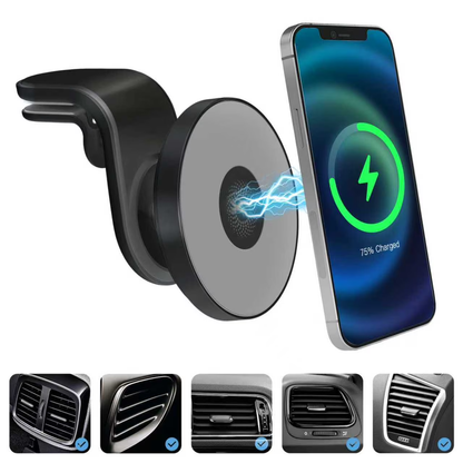 Super Strong Magnetic Car Mount with 15W Fast Wireless Charging, 360¡ã Rotatable and easy to install, durable and study, Black