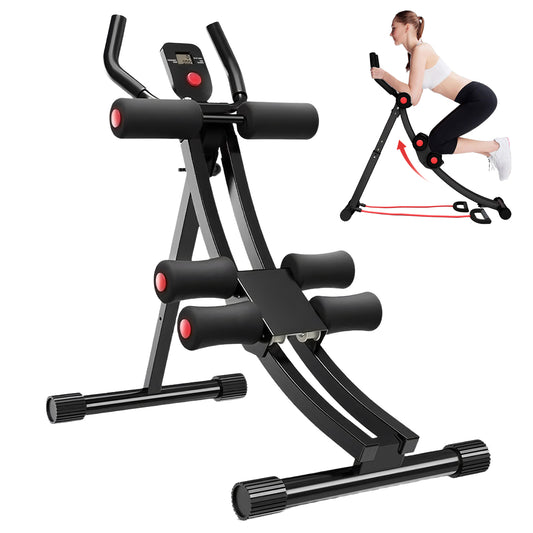 RICAN Ab Workout Equipment, Foldable Ab Machine Full Body Workout for Home Gym, Adjustable ab Trainer, Strength Training Exercise, Core & Abdominal Trainers, Max 440lbs with LCD Display