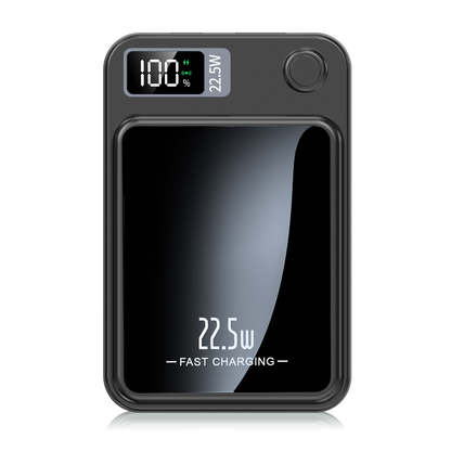 Magnetic Wireless Power Bank,10000mAh Portable Charger with 22.5W Fast Charging,LED Power Display,Strong Magnetic Suction Compatible with iPhone 12 and Above & Android - Black