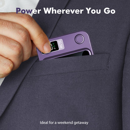 Wireless Power Bank, 10000mAh Fast Charging, with LED Power Display, 2 in 1 Portable Magnetic Power Bank, Compatible with Multi Device with cable, Purple